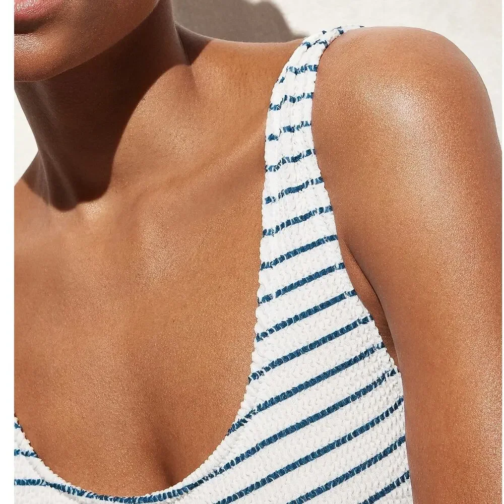 J Crew Women's 4 Claudia Scrunchie One Piece Swimsuit Low Back Bathing Suit